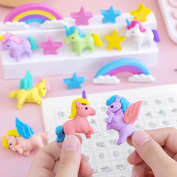 Rainbow Pentagon Eraser in Unicorn for Schooling Students - Picture 3 of 5